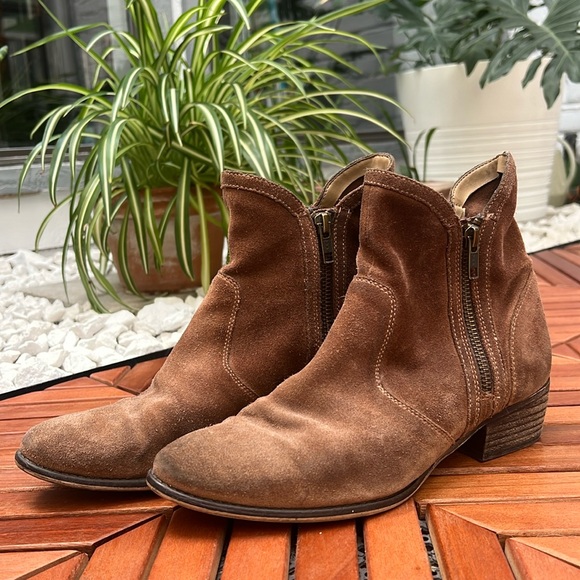 🐕 Seychelles Suede Heeled Ankle Boots with Doible Zippers, size 8 - Picture 2 of 6